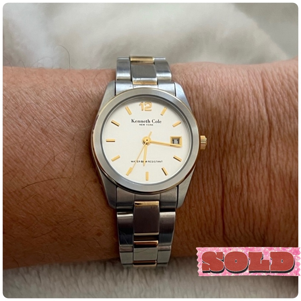 NWT Authentic Vintage Kenneth Cole 2-Tone Stainless Steel Watch w/Gold Accents - Picture 1 of 12